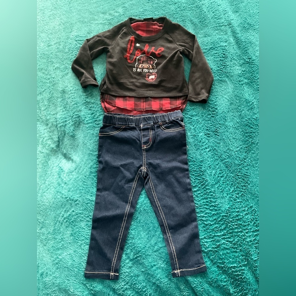 Trukfit Toddler Girls 2T‎ Outfit – Graphic Shirt & Jeans – 2-Piece Set